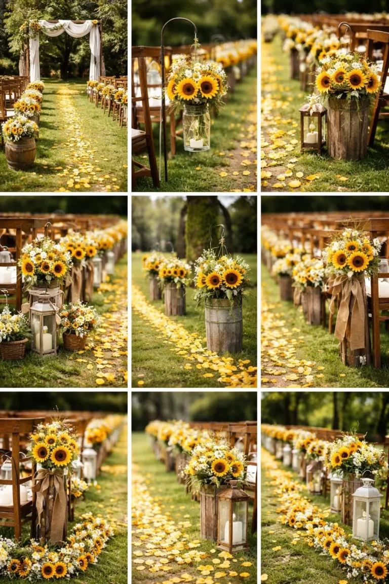 10 Sunflower Aisle Decoration Ideas for Outdoor Summer Weddings