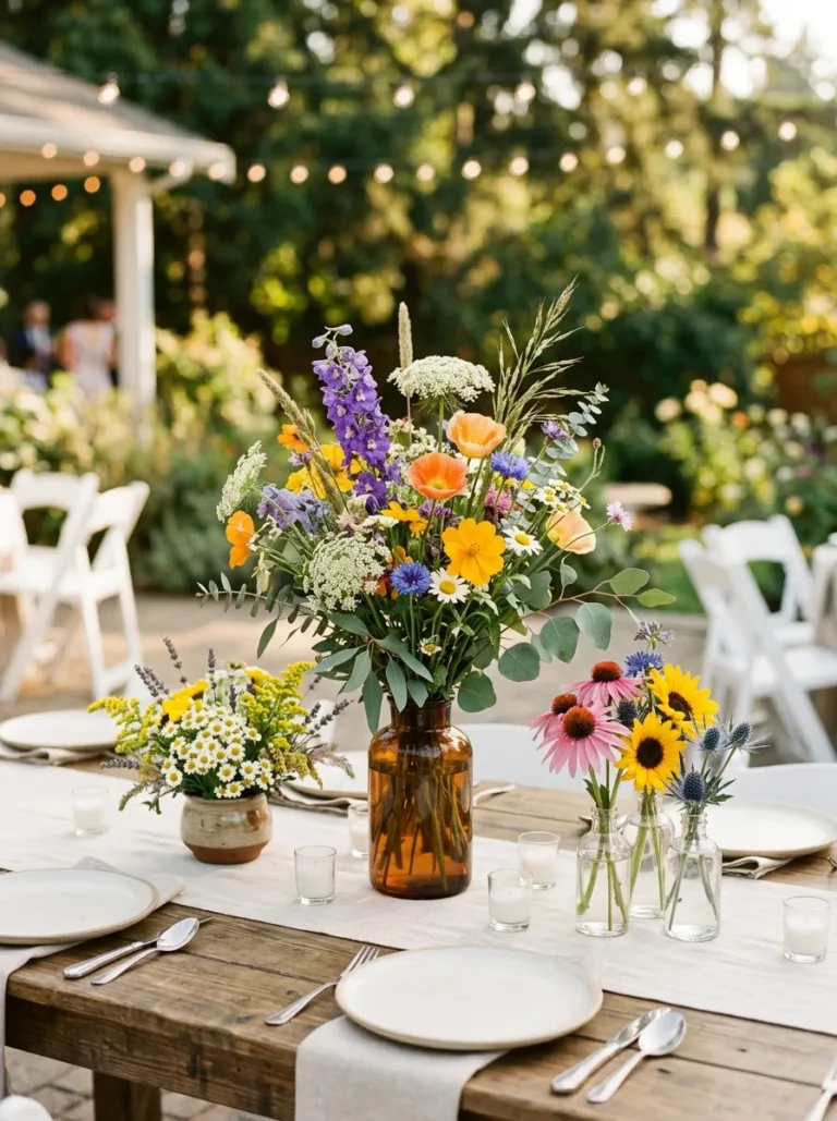15 Wildflower Centerpiece Ideas for a Backyard Summer Wedding