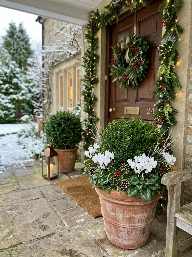 18 Evergreen and Flower Combo Ideas for a Festive Front Porch